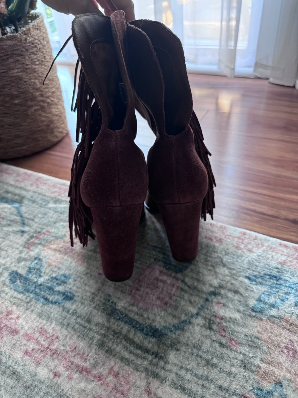 Dolce Vita Brown Suede Fringe Ankle Boots - Picture 3 of 7